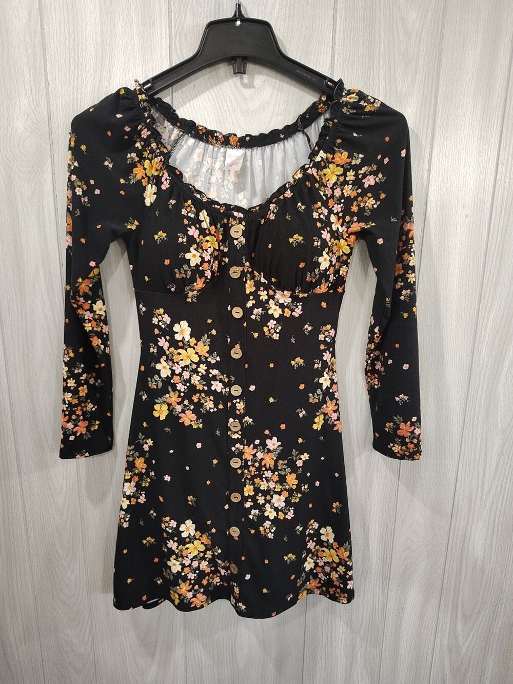 Dark Floral Peasant Cottage Size M 7/9 Milkmaid Babydoll Festival Y2K Style
